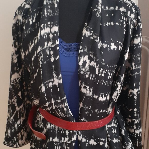 Cardigan mince noir et crème - Picture 1 of 5